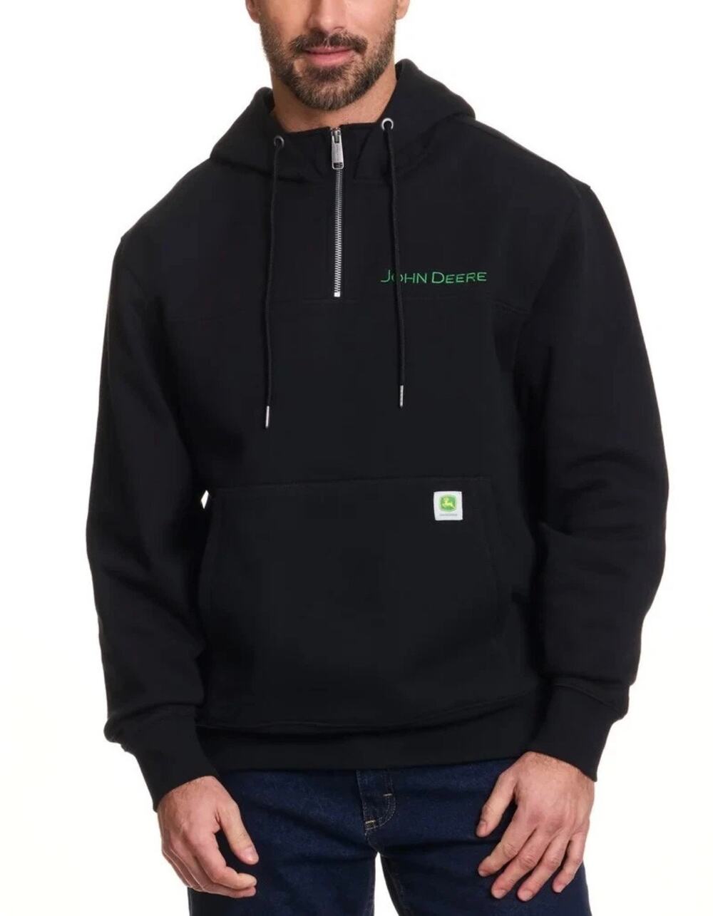 John Deere 1/4 zip pullover black hoodie men’s 2xl new without tags.